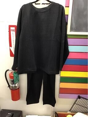 Comfort code cuddl duds womens quilted lounge set 2X super soft black new qvc